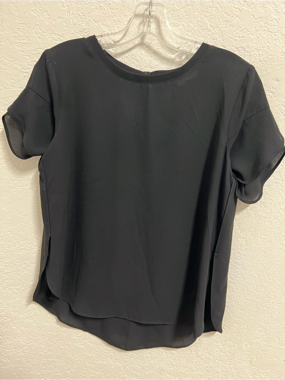 LOFT Black Short Sleeve Blouse with side slits